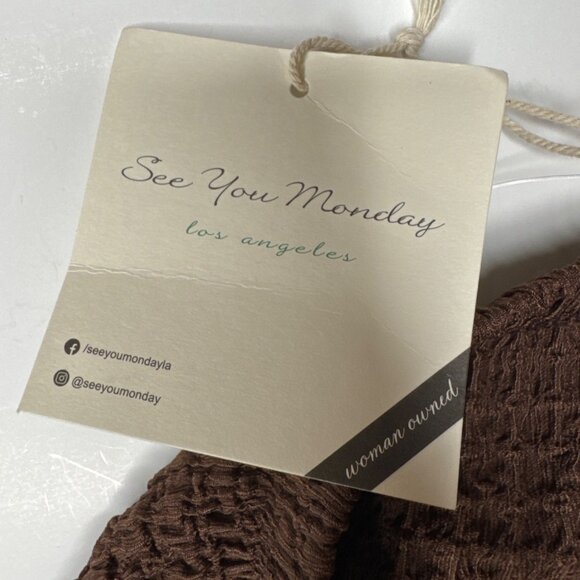 See You Monday Brown Textured Wide-Leg Pants XS - Picture 6 of 7